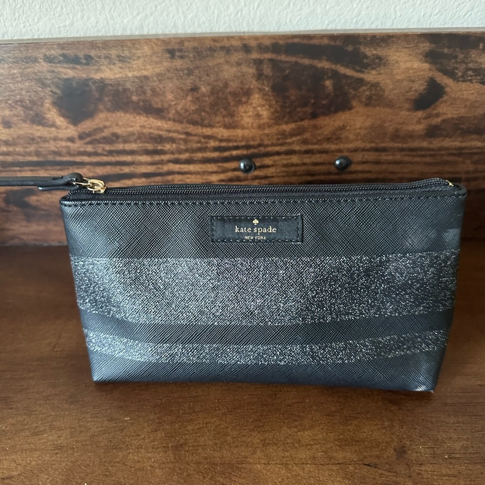Kate Spade Haven Lane Black & Silver Glitter Pouch Bag